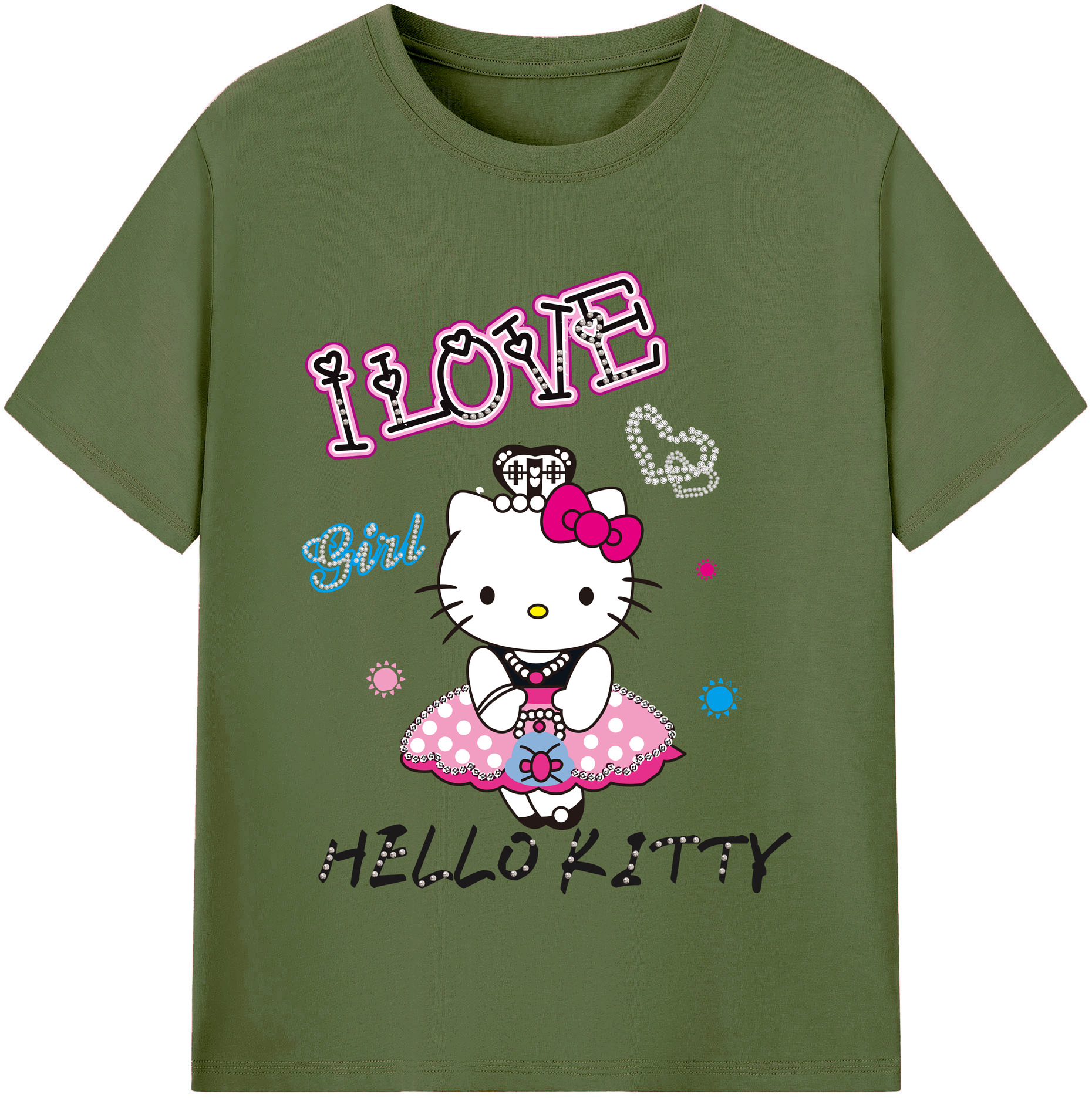 （画像用） Hello Kitty ハローキティ 綿100％半袖Tシャツ（フロントプリント）